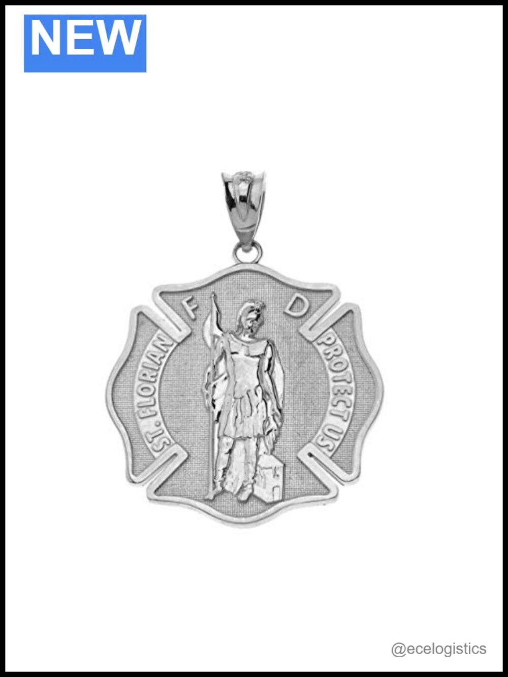 925 Sterling Silver Saint Florian Pendant Necklace Firefighter